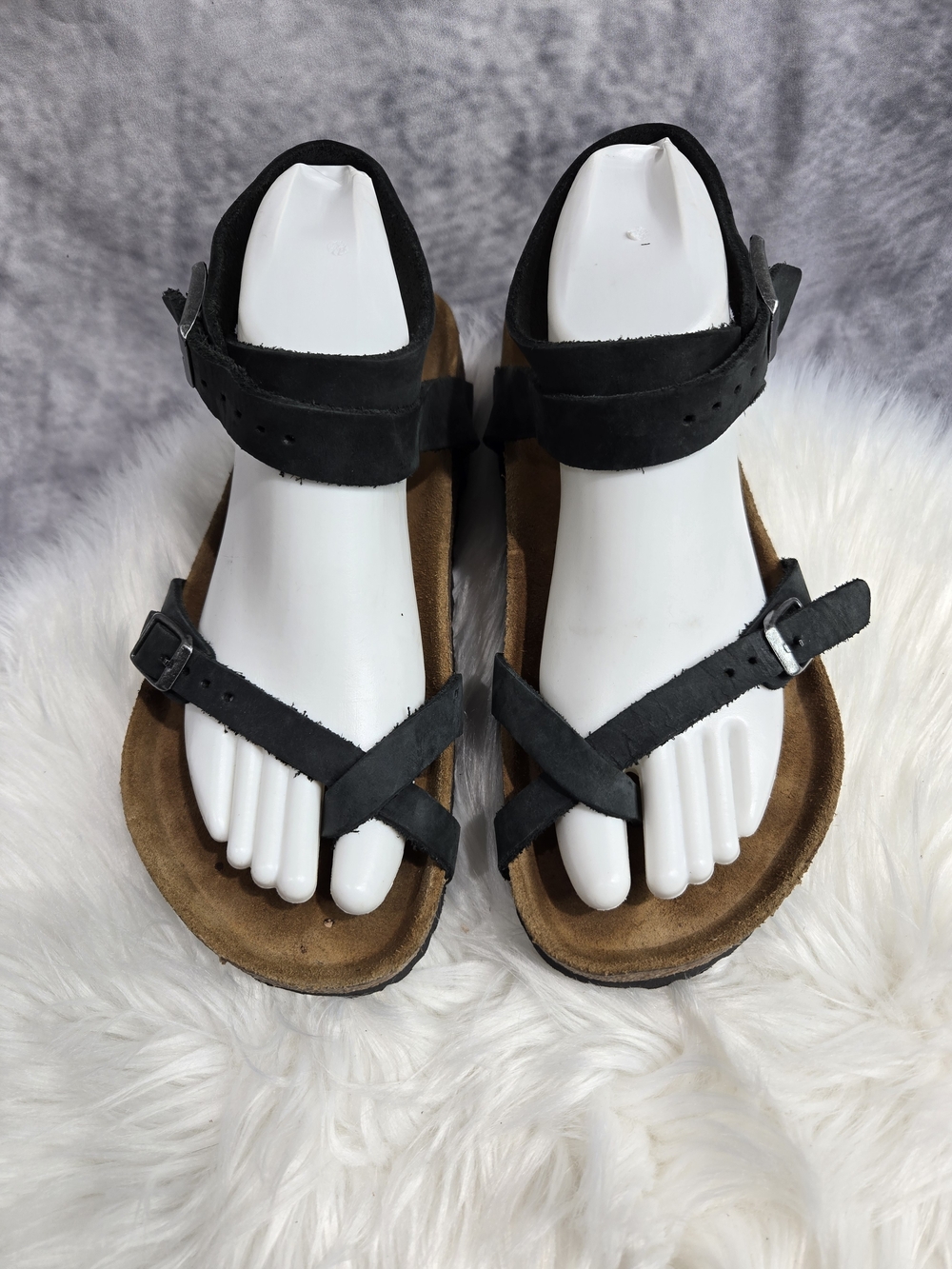 Birkenstock Yara sandals featuring a contoured cork-latex footbed and a toe-loop
